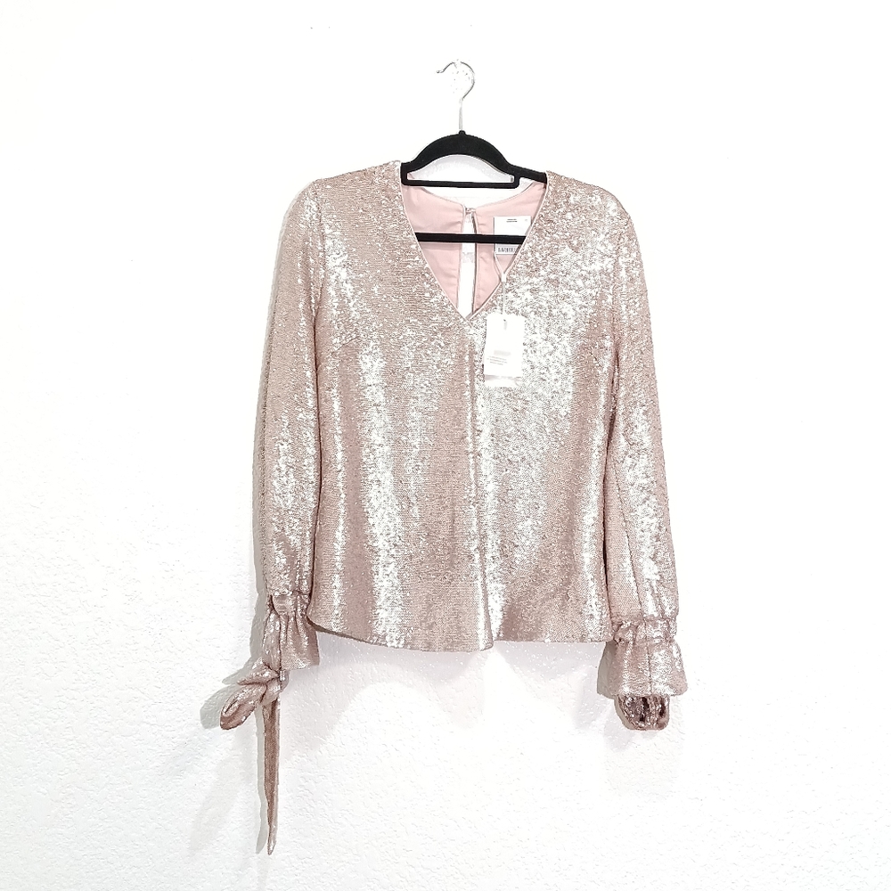 C/MEO Collective Illuminated Sequin Top in Quartz XS